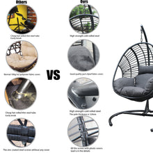 Load image into Gallery viewer, Lawn Furniture Outdoor Hanging Egg Chair Rattan Wicker Hammock Basket Swing Chair with Stand and Comfortable Cushion
