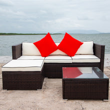 Load image into Gallery viewer, 3 Piece Patio Sectional Wicker Rattan Outdoor Furniture Sofa Set (cream+Biue)
